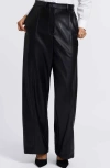Foxcroft Ciara Wide Leg Faux Leather Pants In Black
