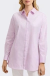 Foxcroft Cici Cotton Button-up Tunic Shirt In Orchid Bouquet