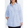 Foxcroft Cici Cotton Button-up Tunic Shirt In Soft Blue