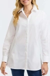 Foxcroft Cici Cotton Button-up Tunic Shirt In White
