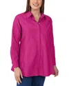 Foxcroft Olivia Smocked Cuff Cotton Blend Button-up Shirt In Fuchsia