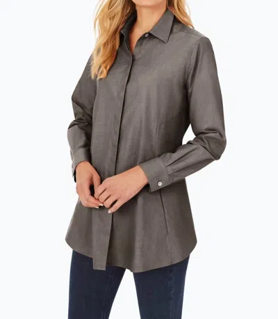 Foxcroft Cici No Iron Tunic Shirt In Charcoal In Gray