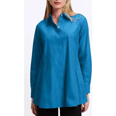 Foxcroft Cici Non-iron Tunic Blouse In Blue