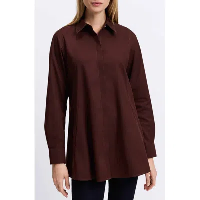 Foxcroft Cici Non-iron Tunic Blouse In Chicory Coffee