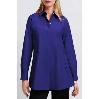 Foxcroft Cici Non-iron Tunic Blouse In Majestic Blue