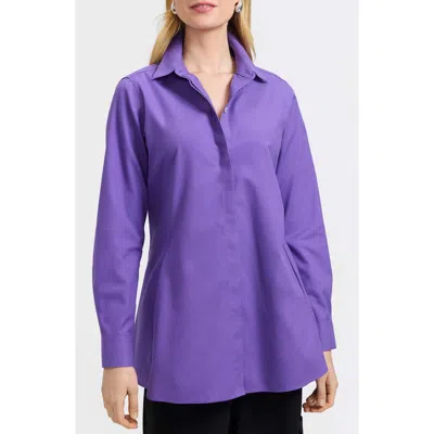 Foxcroft Cici Non-iron Tunic Blouse In Purple