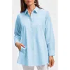 Foxcroft Cici Cotton Non-iron Tunic Shirt In Soft Aqua