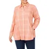 Foxcroft Cici Plaid Non-iron Button-up Tunic Shirt In Pumpkin Spice