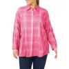 Foxcroft Cici Plaid Non-iron Button-up Tunic Shirt In Pure Pink