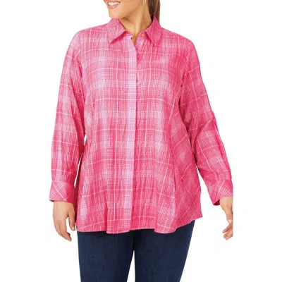 FOXCROFT FOXCROFT CICI PLAID NON-IRON BUTTON-UP TUNIC SHIRT