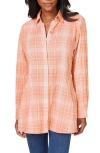 Foxcroft Cici Plaid Non-iron Cotton Blend Tunic In Pumpkin Spice