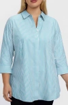 Foxcroft Cici Stripe Cotton Tunic Blouse In Blue