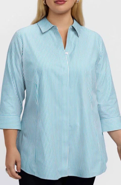 Foxcroft Cici Stripe Cotton Tunic Blouse