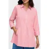 Foxcroft Cici Stripe Cotton Tunic Shirt In Pink
