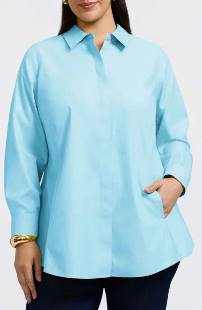 Foxcroft Cici Tunic Blouse In Soft Aqua