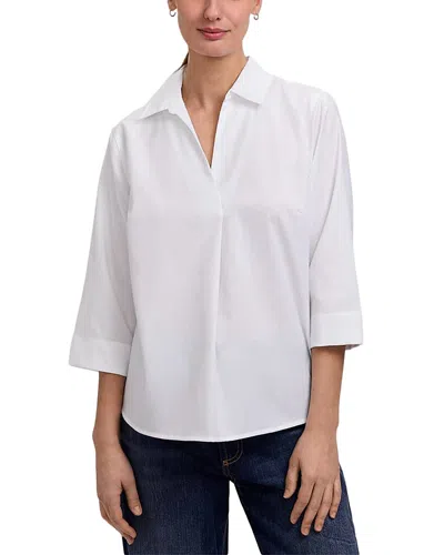 Foxcroft Cleo Johnny Collar Top In White