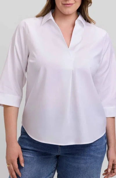 Foxcroft Cleo Pleated Cotton Blend Shirt In White