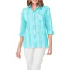 Foxcroft Faith Beach Plaid Button-up Tunic Shirt In Oceanside