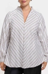 Foxcroft Daphne Metallic Stripe Cotton Blend Pullover Shirt In Multi