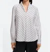Foxcroft Daphne Metallic Stripe Cotton Blend Pullover Shirt In White