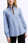 FOXCROFT FOXCROFT DAPHNE STRIPE STRETCH COTTON BLEND BUTTON-UP SHIRT