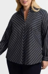 Foxcroft Daphne Stripe Stretch Cotton Blend Pullover Shirt In Multi