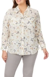Foxcroft Davis Brushstrokes Button-up Shirt In Ivory Multi