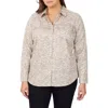 Foxcroft Davis Cocoa Zebra Cotton Button-up Shirt In Ivory Mult