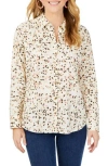 Foxcroft Davis Layer Dots Cotton Button-up Shirt In Birch Wood
