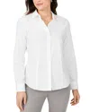 Foxcroft Dianna Pinpoint Long Sleeve Shirt In White In White