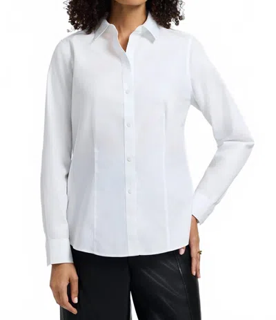 Foxcroft Dianna No Iron Long Sleeve Top In White In Animal Print