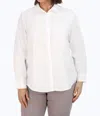 Foxcroft Paityn Retro Circle Jacquard Cotton Blend Button-up Shirt In White
