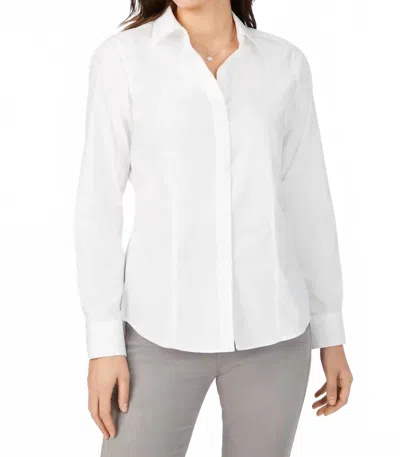 FOXCROFT DIANNA PINPOINT LONG SLEEVE SHIRT IN WHITE