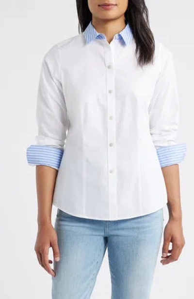 Foxcroft Dianna Stripe Button-up Shirt In White