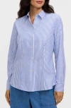 Foxcroft Dianna Stripe Cotton Button-up Shirt In Multi
