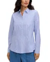 Foxcroft Dianna Stripe Cotton Button-up Shirt In Blue