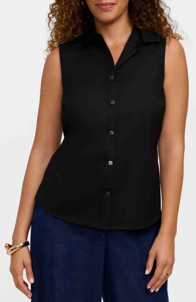 Foxcroft Dina Sleeveless Button-up Shirt In Black