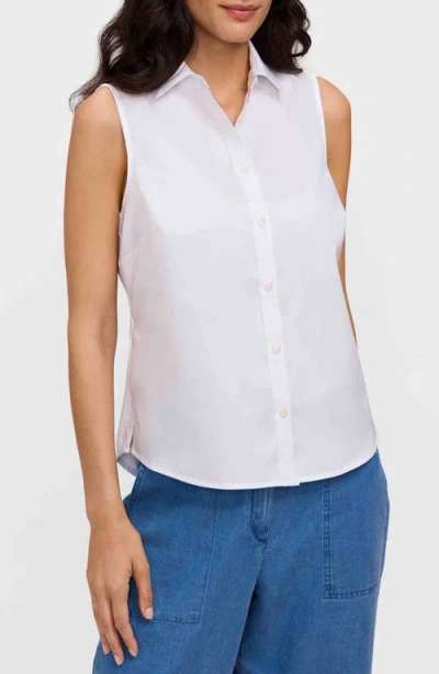 Foxcroft Dina Sleeveless Button-up Shirt In White