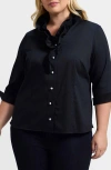 Foxcroft Edith Ruffl Shirt In Black