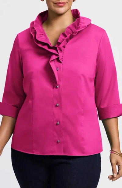 Foxcroft Edith Ruffl Shirt In Pink