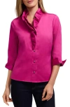 Foxcroft Edith Ruffle Button-up Shirt In Pink