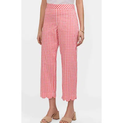 Foxcroft Elaine Gingham Scallop Hem Capri Pants In Multi