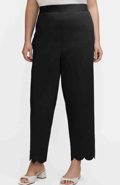 Foxcroft Elaine Scallop Hem Cotton Blend Crop Pants In Black