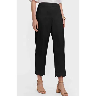 Foxcroft Elaine Scallop Hem Cotton Blend Crop Pants In Black