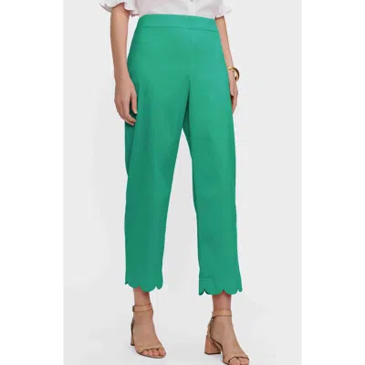 Foxcroft Elaine Scallop Hem Cotton Blend Crop Pants In Green