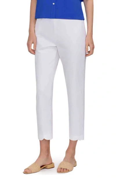Foxcroft Elaine Scallop Hem Cotton Blend Crop Pants In White
