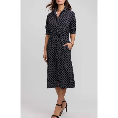Foxcroft Esther Belted Geo Print Cotton Shirtdress In Multi