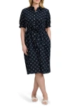 Foxcroft Esther Circle Print Cotton Shirtdress In Black/white