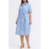 Foxcroft Esther Stripe Cotton Blend Shirtdress In Multi