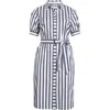 Foxcroft Esther Stripe Cotton Blend Shirtdress In Blue